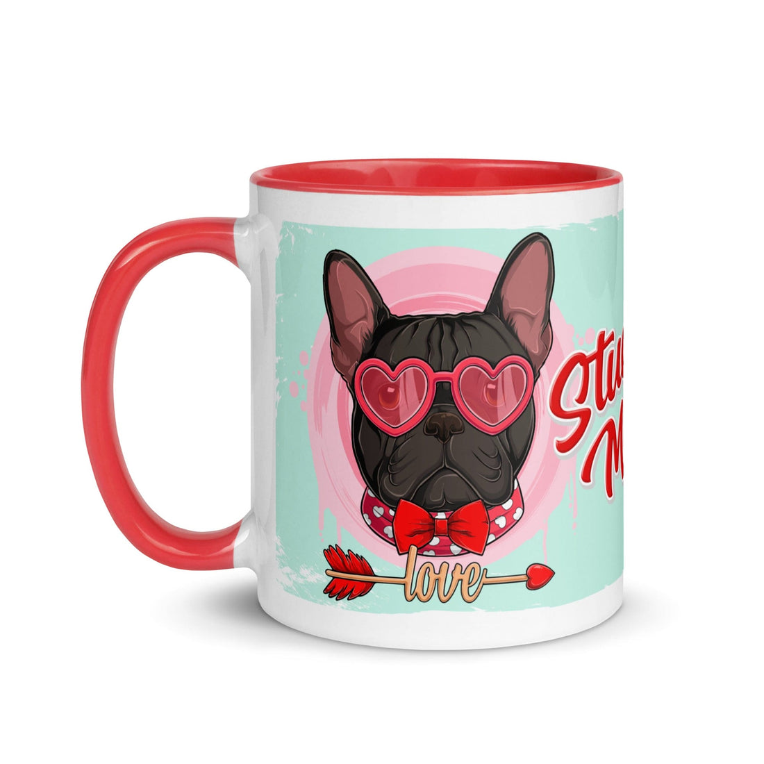 "Stud Muffin" with Arrow of Love French Bulldog Mug | Red & White Colored Male