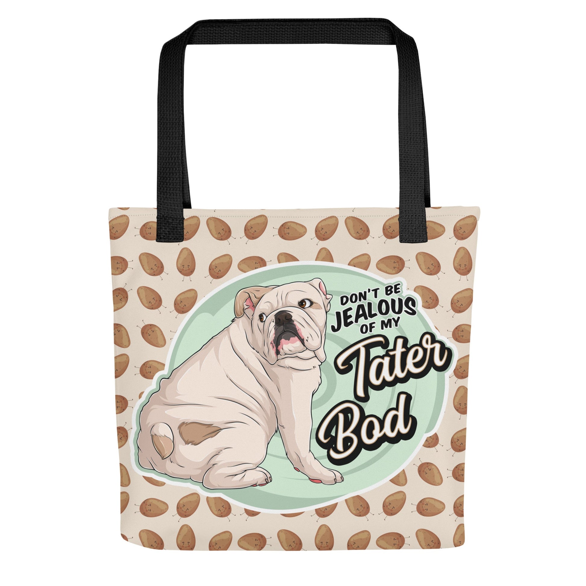 "Tater Bod" English Bulldog Tote Bag | Fawn & Red Colored