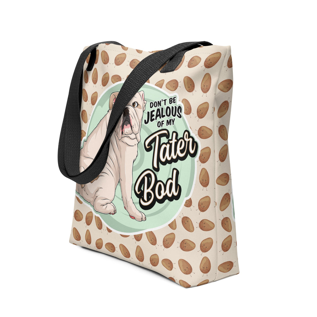 &quot;Tater Bod&quot; English Bulldog Tote Bag | Fawn &amp; Red Colored