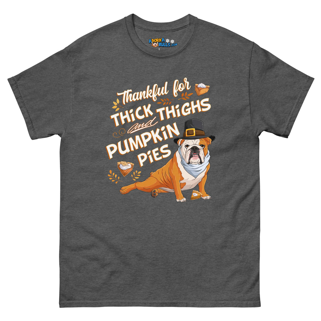 &quot;Thankful for Thick Thighs &amp; Pumpkin Pies&quot; Unisex Tee | Red &amp; White Colored