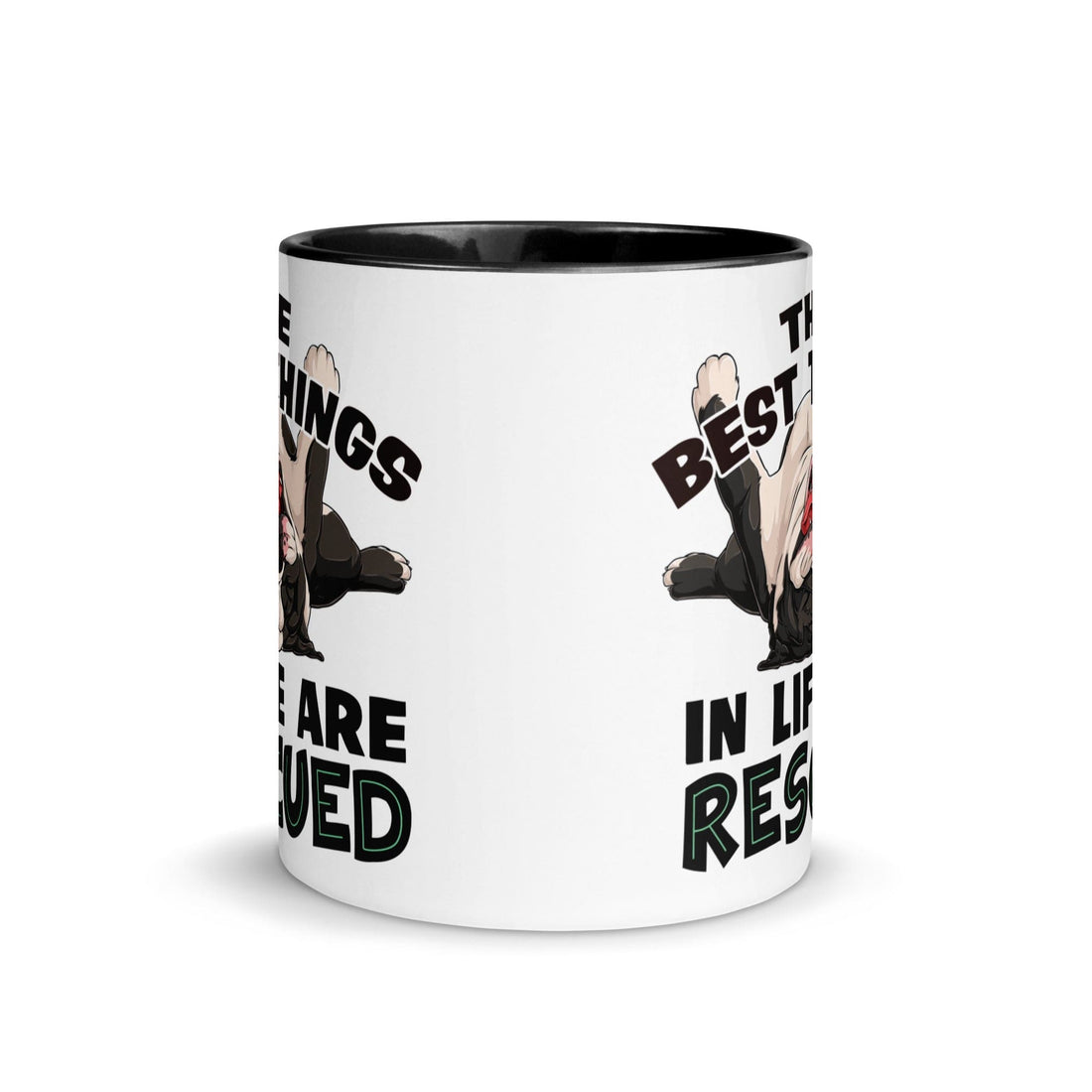 "The Best Things In Life Are Rescued" English Bulldog Mug | B&W Colored