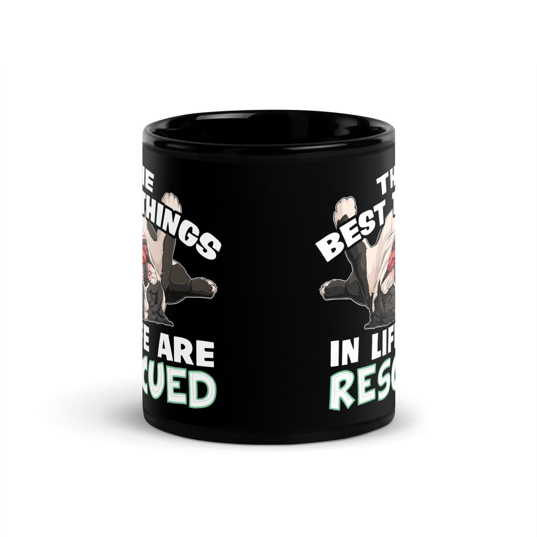 "The Best Things In Life Are Rescued" English Bulldog Mug | B&W Colored