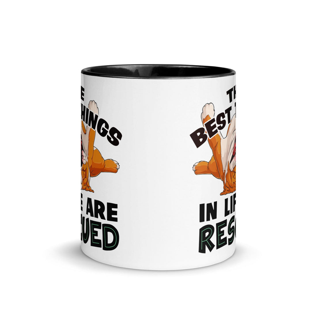 "The Best Things In Life Are Rescued" English Bulldog Mug | Red & White Colored