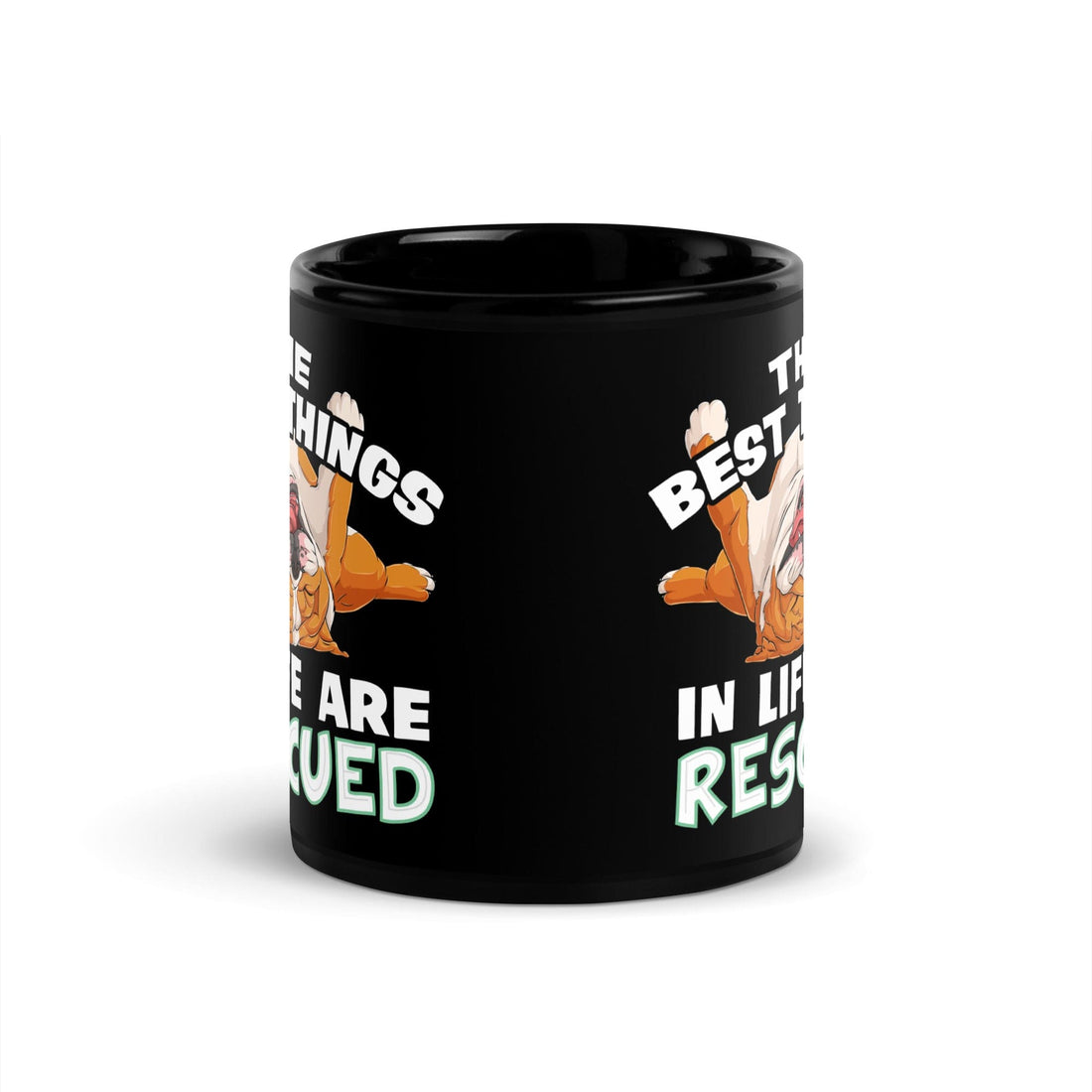 "The Best Things In Life Are Rescued" English Bulldog Mug | Red & White Colored