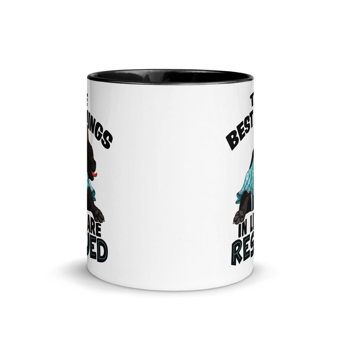 &quot;The Best Things In Life Are Rescued&quot; Female French Bulldog Mug | B&amp;W Colored with Spina Bifida