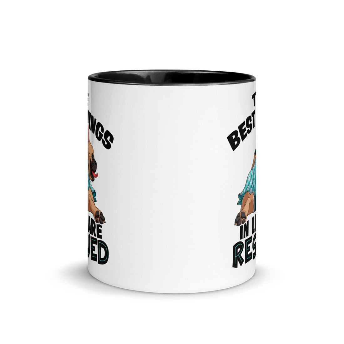 &quot;The Best Things In Life Are Rescued&quot; Female French Bulldog Mug | Fawn &amp; White Colored with Spina Bifida