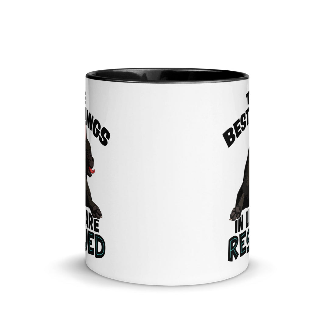 "The Best Things In Life Are Rescued" French Bulldog Mug | B&W Colored