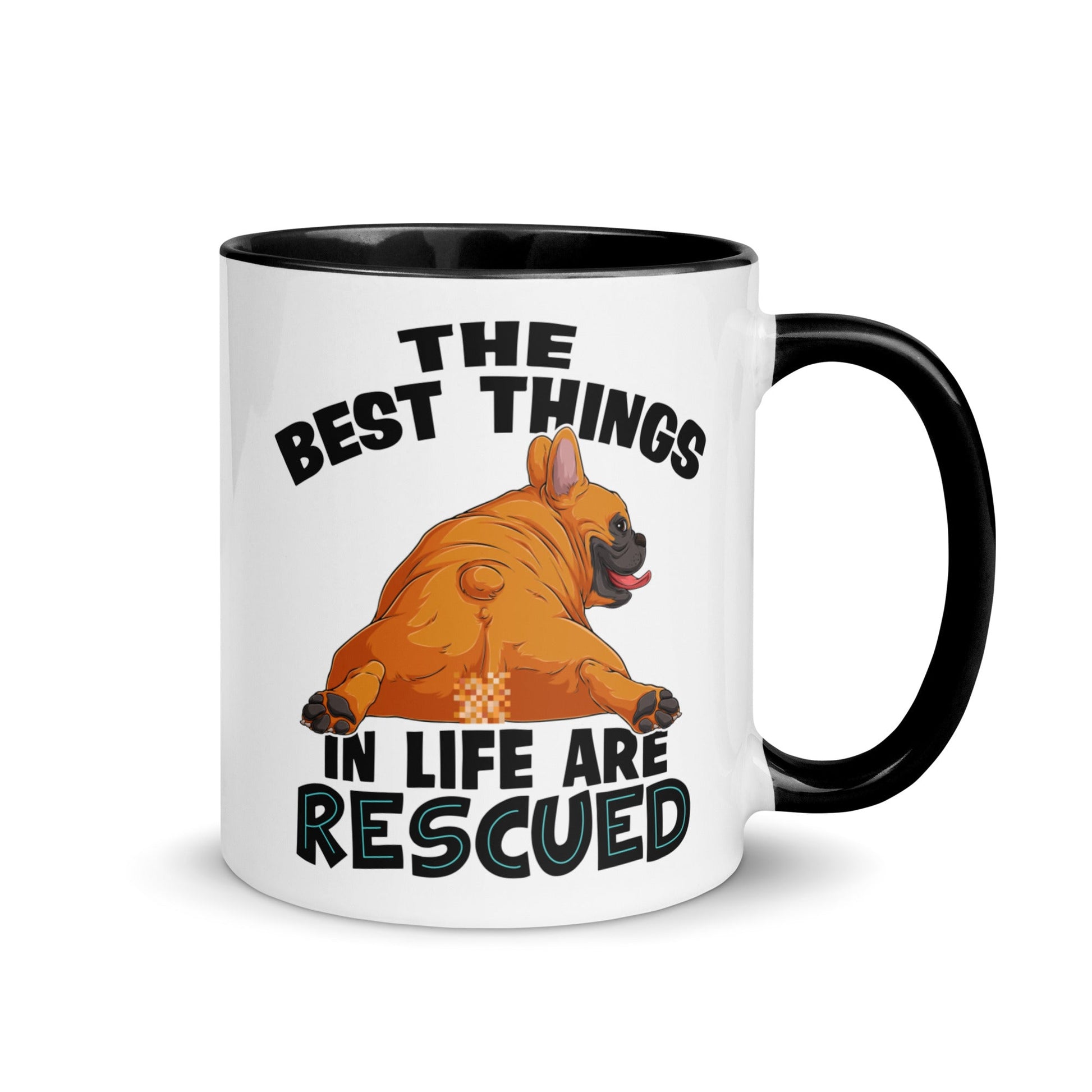 "The Best Things In Life Are Rescued" French Bulldog Mug | Red & White Colored