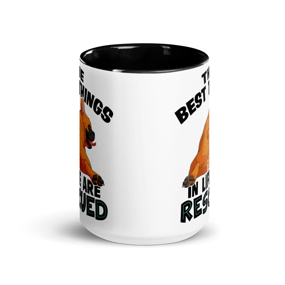 "The Best Things In Life Are Rescued" French Bulldog Mug | Red &amp; White Colored