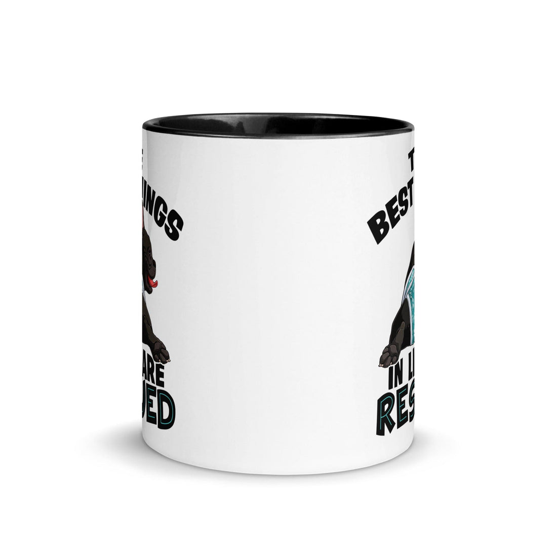 &quot;The Best Things In Life Are Rescued&quot; Male French Bulldog Mug | B&amp;W Colored with Spina Bifida