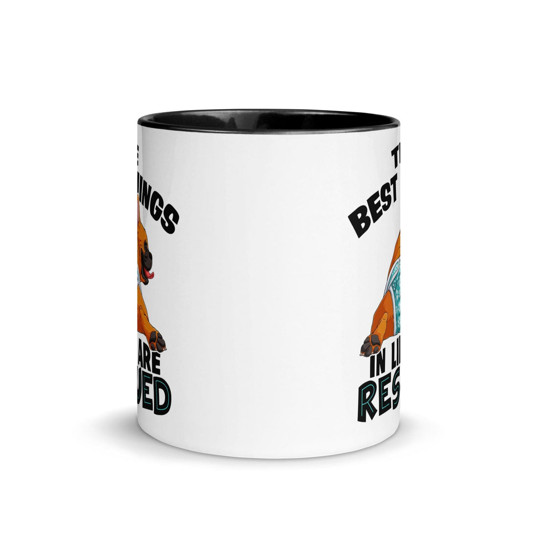 &quot;The Best Things In Life Are Rescued&quot; Male French Bulldog Mug | Red &amp; White Colored with Spina Bifida