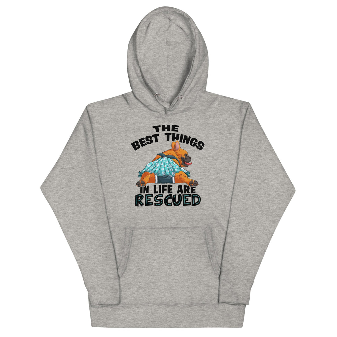 "The Best Things In Life Are Rescued" Unisex Hoodie | Red & White Colored Female