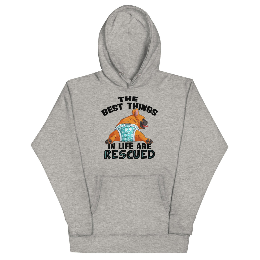 "The Best Things In Life Are Rescued" Unisex Hoodie | Red & White Colored Male