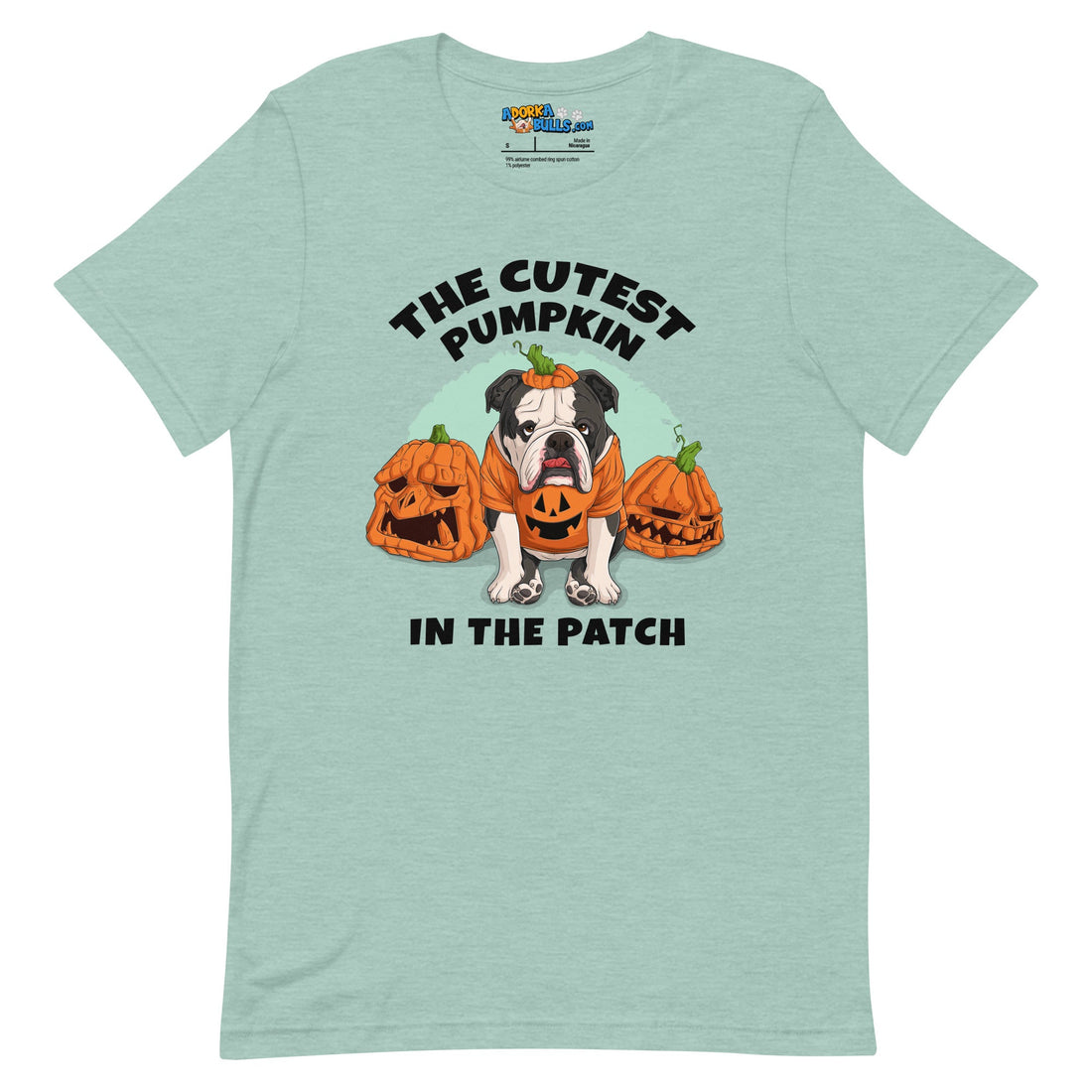 "The Cutest Pumpkin in the Patch" Bulldog Unisex T-Shirt | B&W Colored