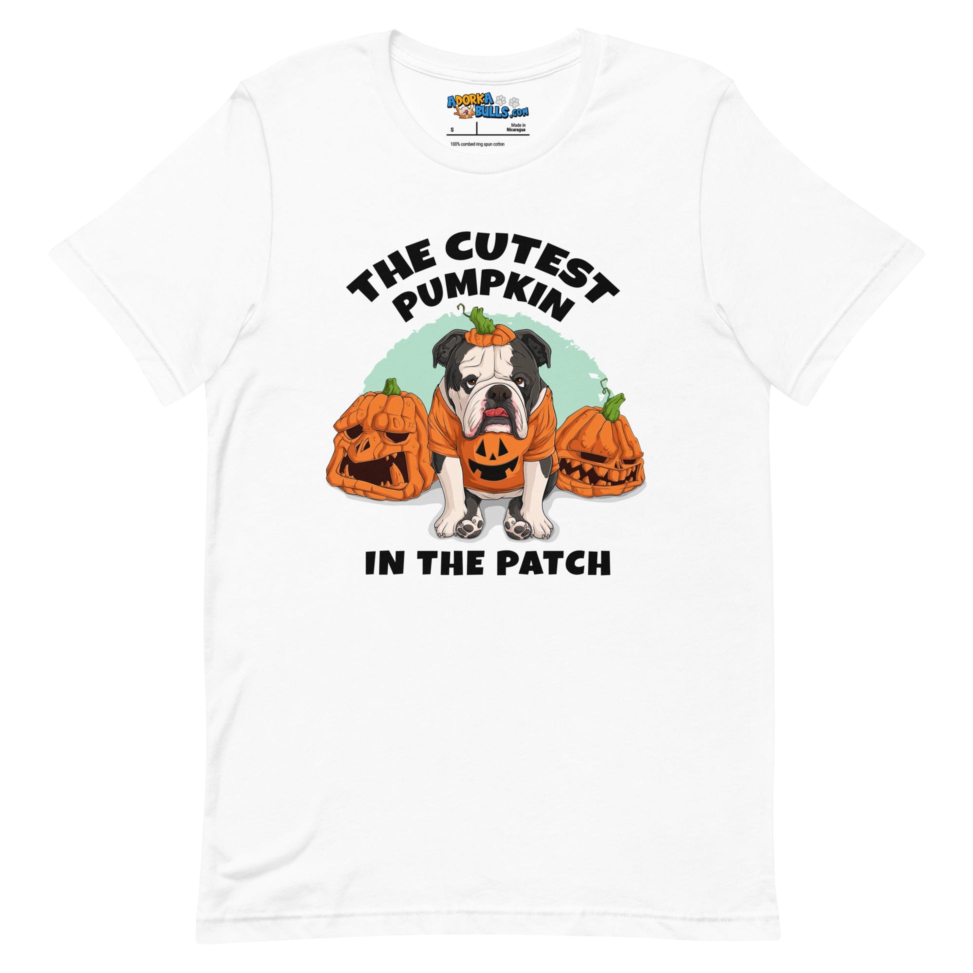 "The Cutest Pumpkin in the Patch" Bulldog Unisex T-Shirt | B&W Colored