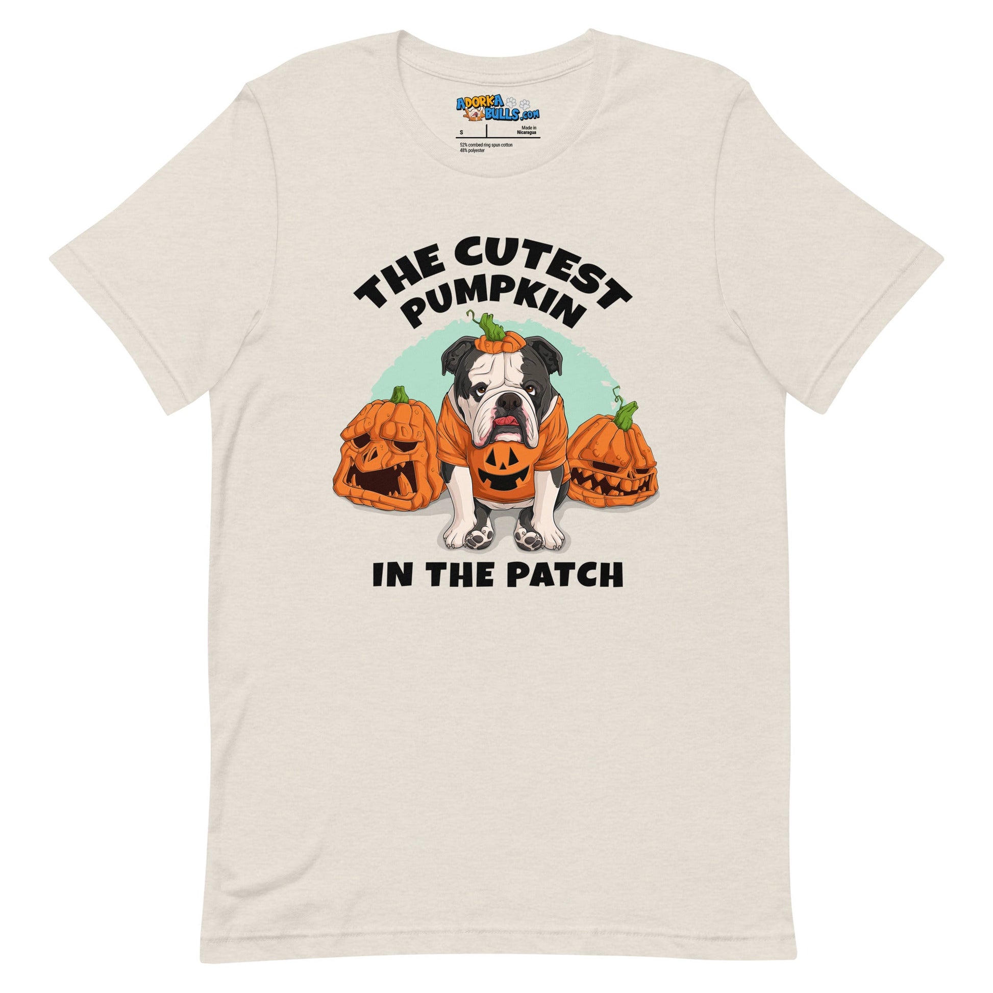 "The Cutest Pumpkin in the Patch" Bulldog Unisex T-Shirt | B&W Colored