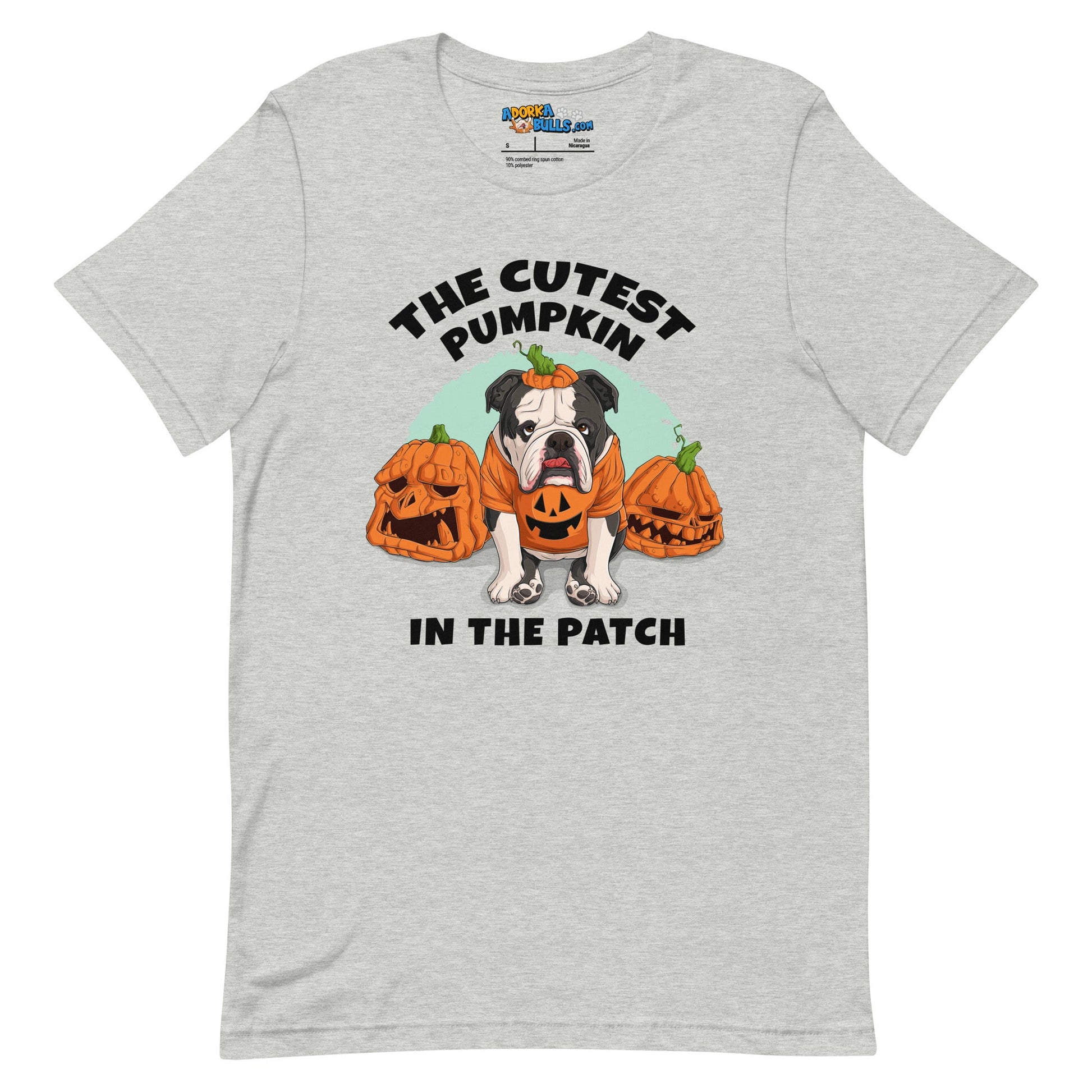 "The Cutest Pumpkin in the Patch" Bulldog Unisex T-Shirt | B&W Colored