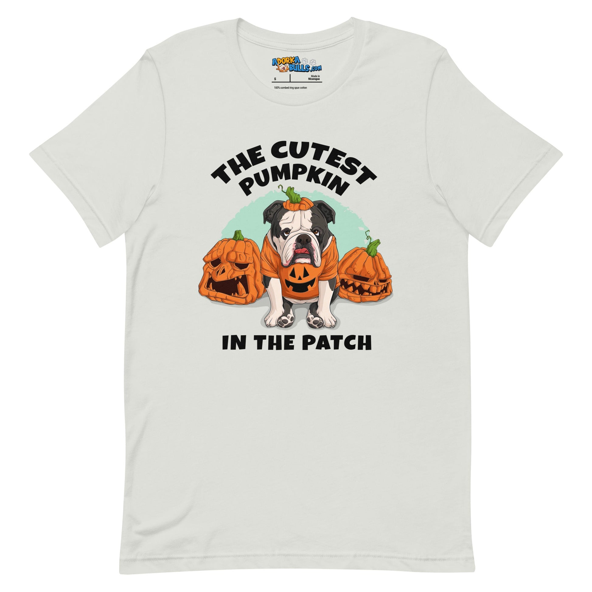 "The Cutest Pumpkin in the Patch" Bulldog Unisex T-Shirt | B&W Colored