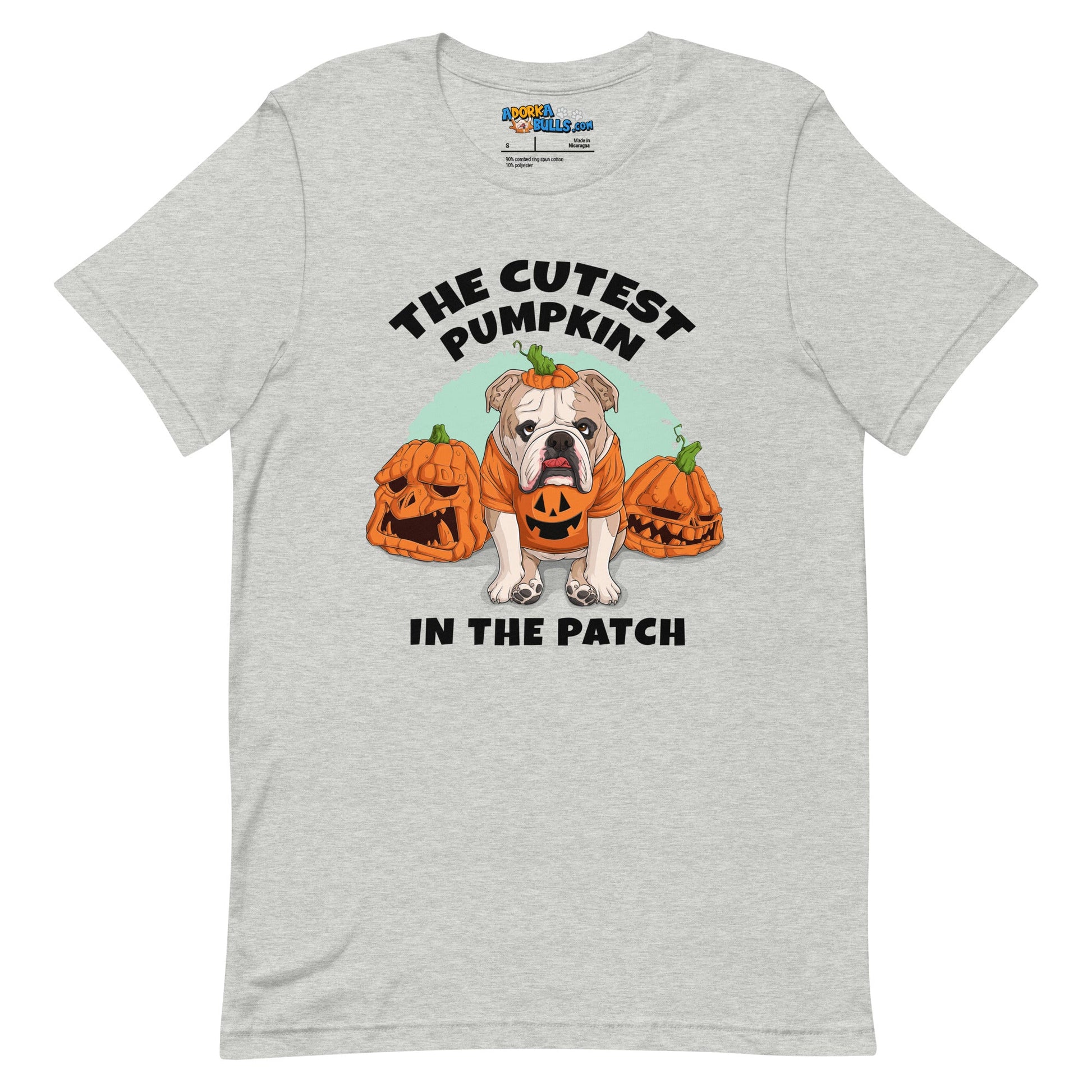 "The Cutest Pumpkin in the Patch" Bulldog Unisex T-Shirt | Fawn & White Colored