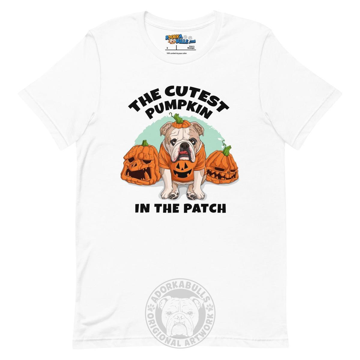 The Cutest Pumpkin in the Patch Bulldog Tee | Fawn &amp; White