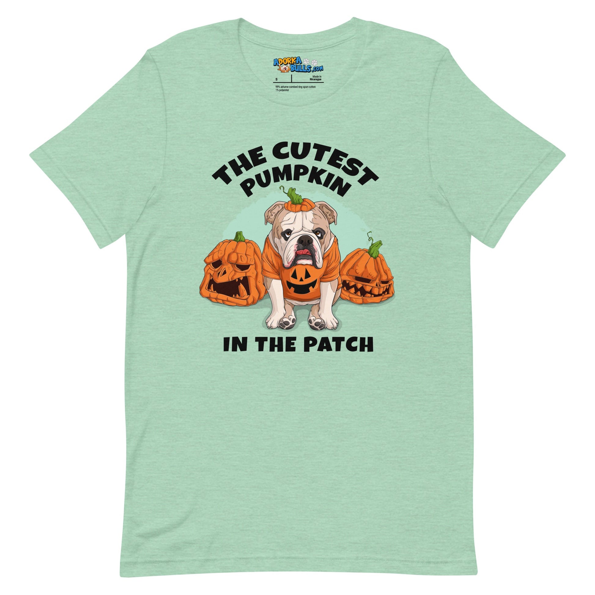 "The Cutest Pumpkin in the Patch" Bulldog Unisex T-Shirt | Fawn & White Colored