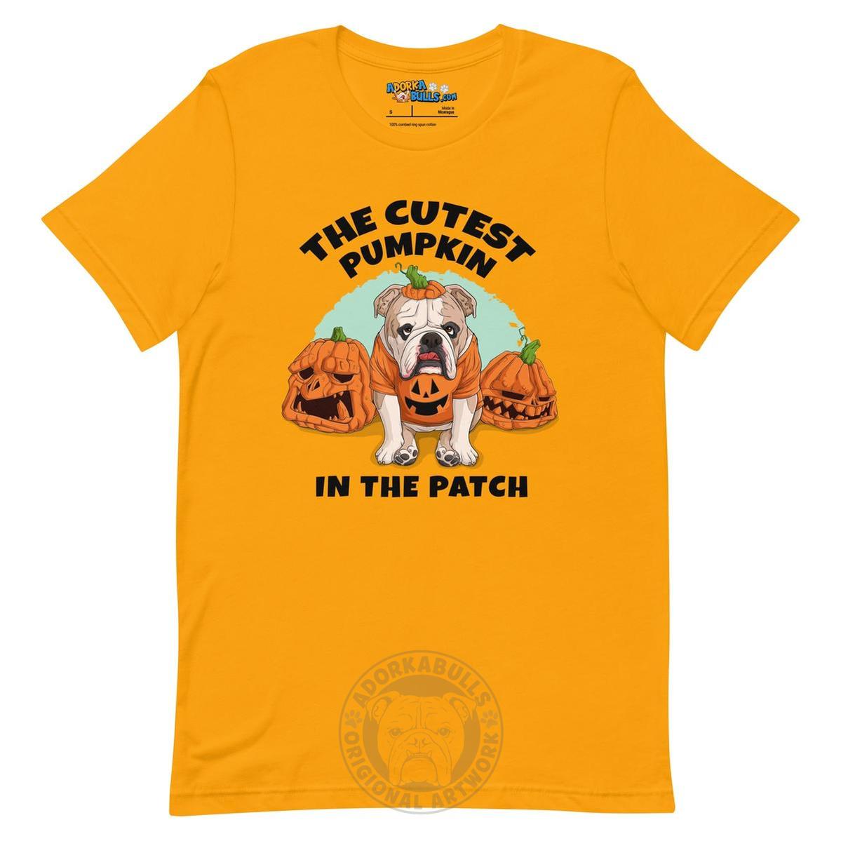 The Cutest Pumpkin in the Patch Bulldog Tee | Fawn &amp; White