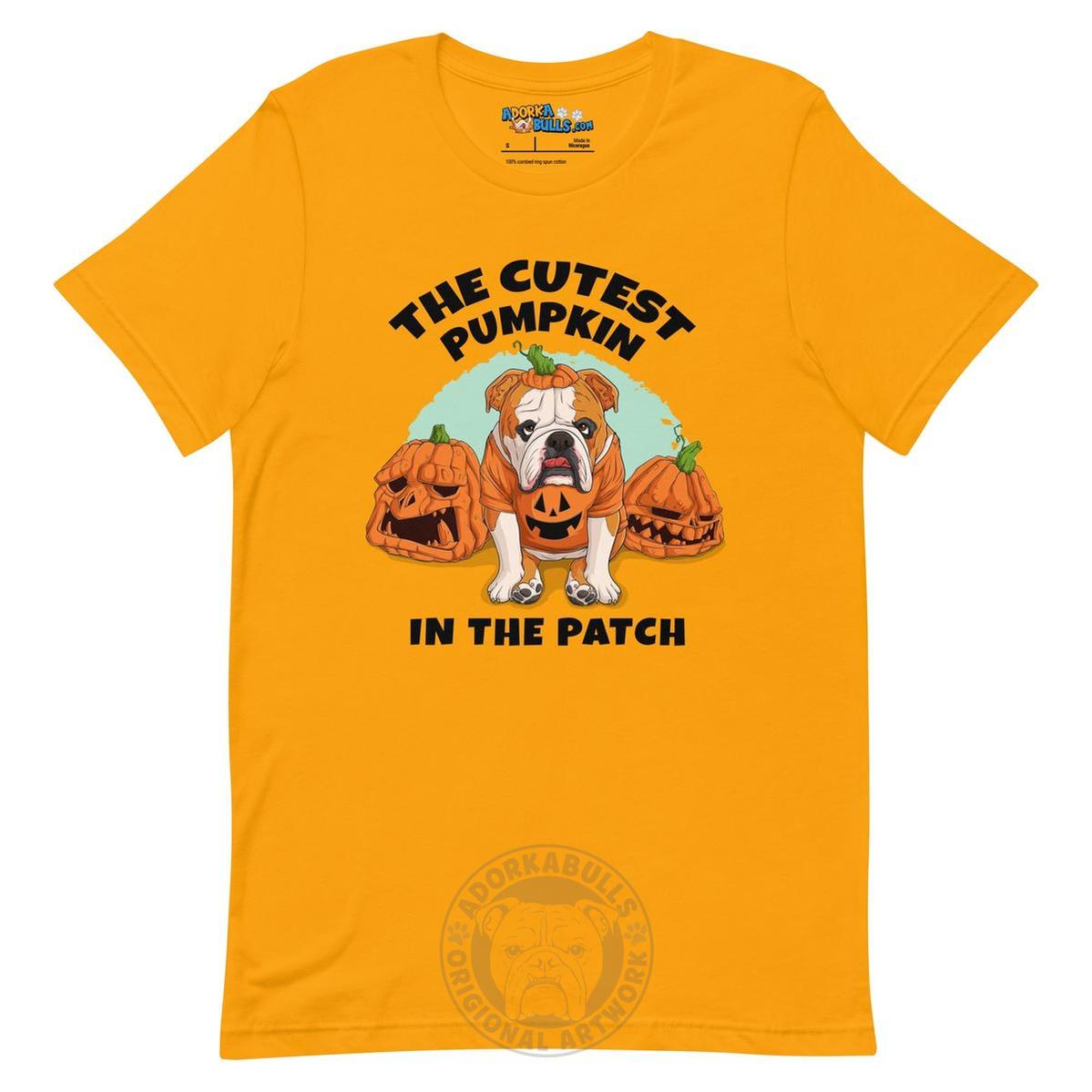 The Cutest Pumpkin in the Patch Bulldog Tee | Red &amp; White