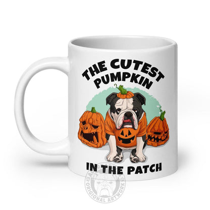 The Cutest Pumpkin in the Patch English Bulldog Mug (20oz) | Black &amp; White