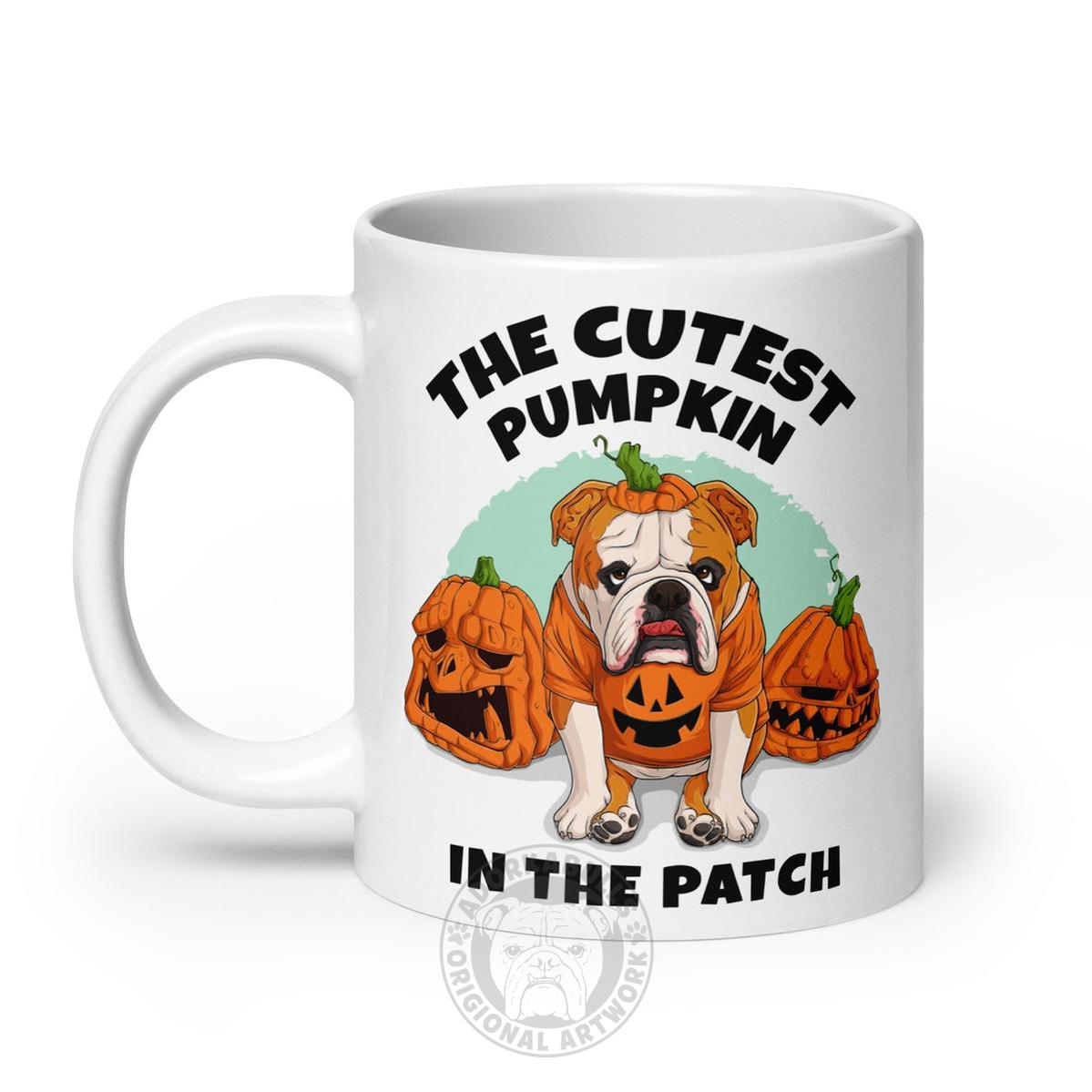 The Cutest Pumpkin in the Patch English Bulldog Mug (20oz) | Red &amp; White