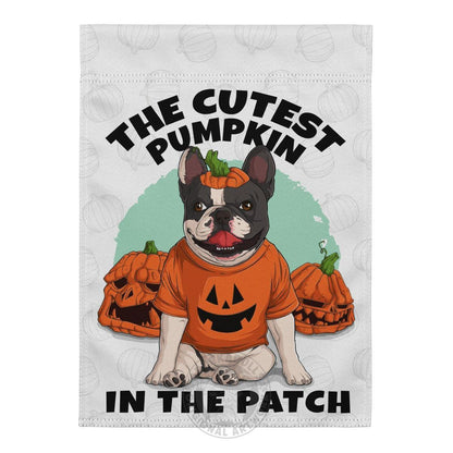 Cutest Pumpkin in the Patch garden flag, Frenchie Black &amp; White