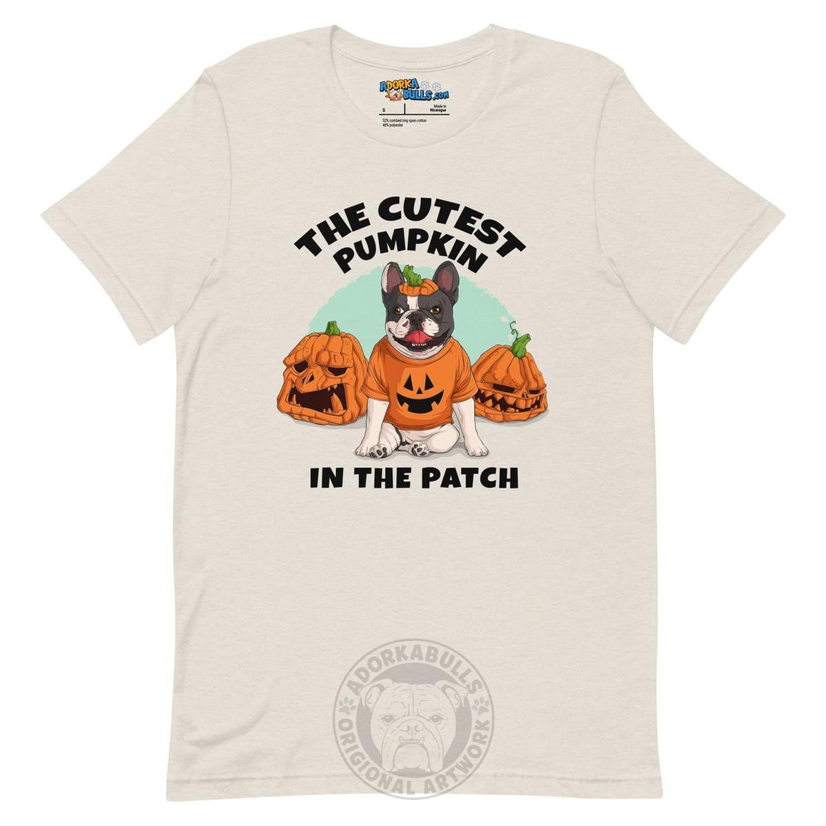 The Cutest Pumpkin in the Patch Bulldog Tee | Frenchie · Black &amp; White