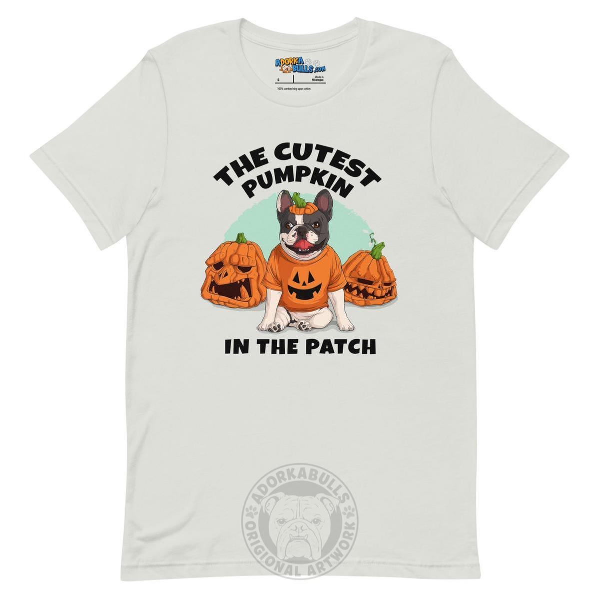 The Cutest Pumpkin in the Patch Bulldog Tee | Frenchie · Black &amp; White