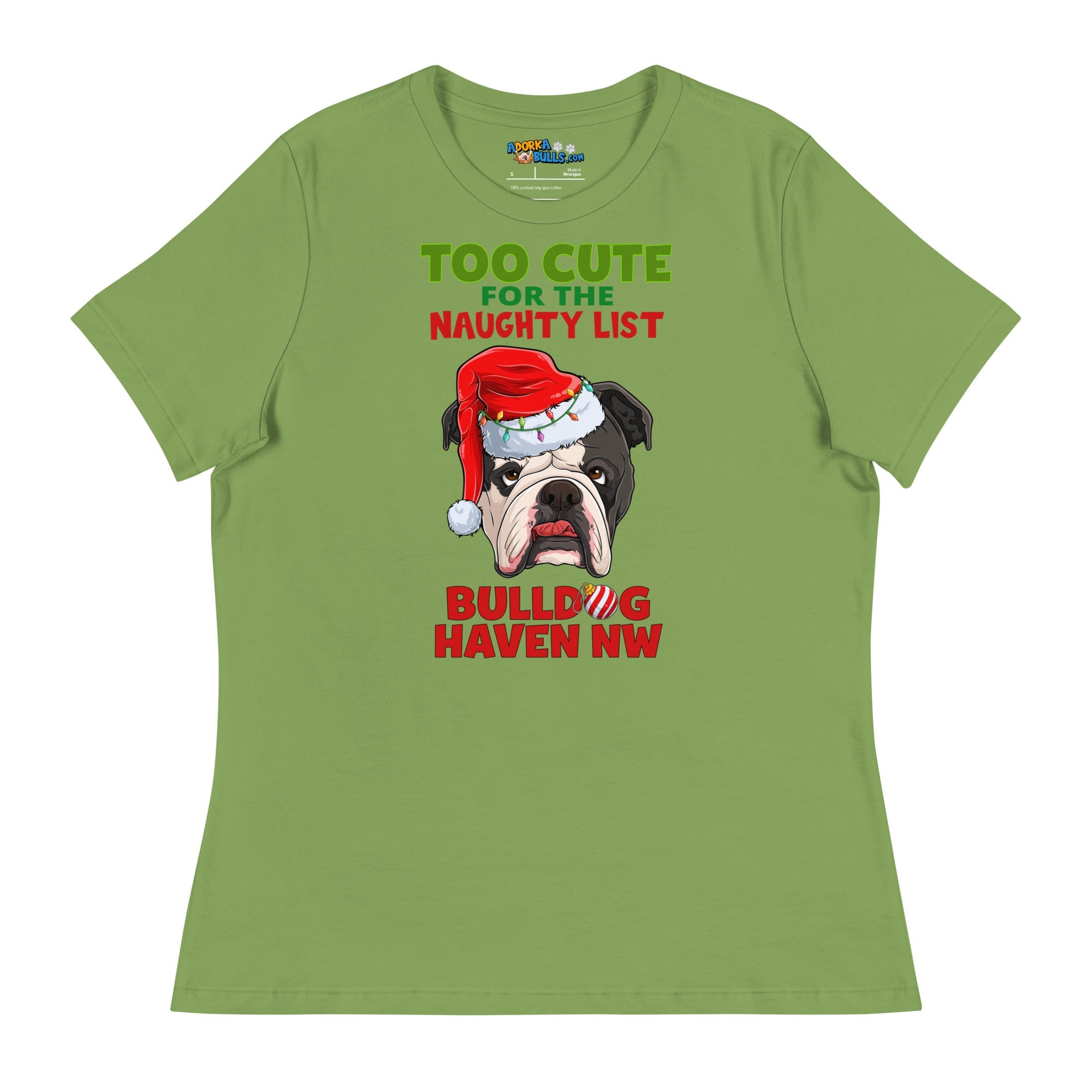 &quot;Too Cute for the Naughty List&quot; BHNW Bulldog Christmas Women’s T-Shirt