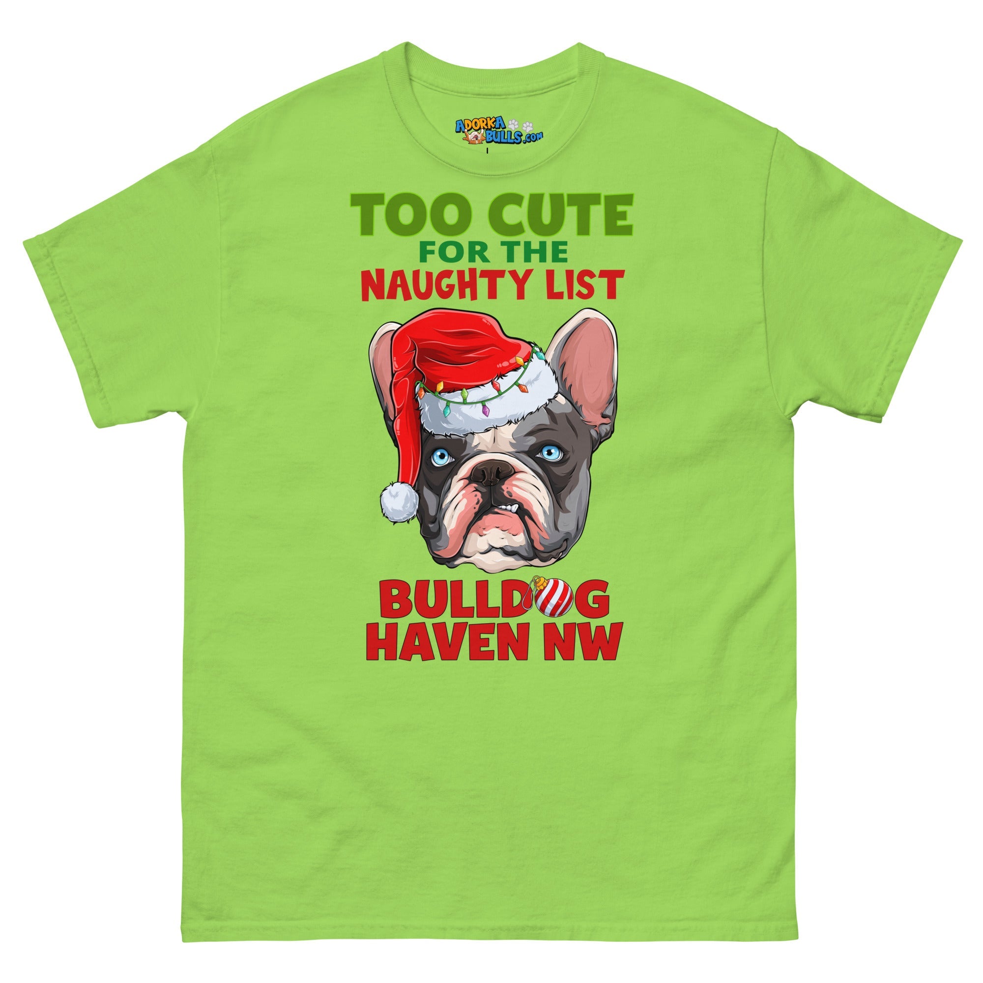 &quot;Too Cute for the Naughty List&quot; BHNW Frenchie Christmas Men’s T-Shirt