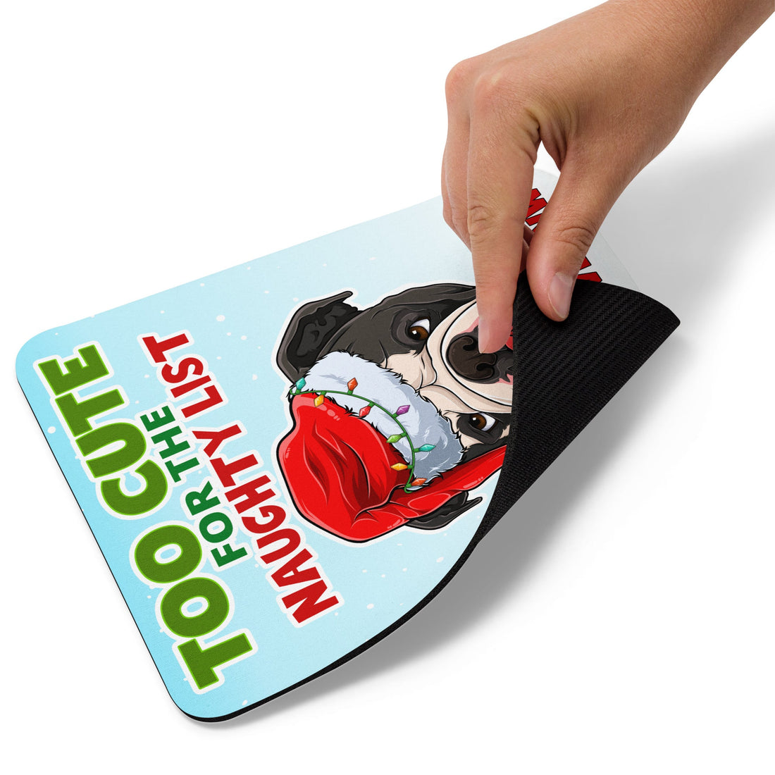 “Too Cute for the Naughty List” Bulldog Christmas Mouse Pad – BHNW Holiday Collection