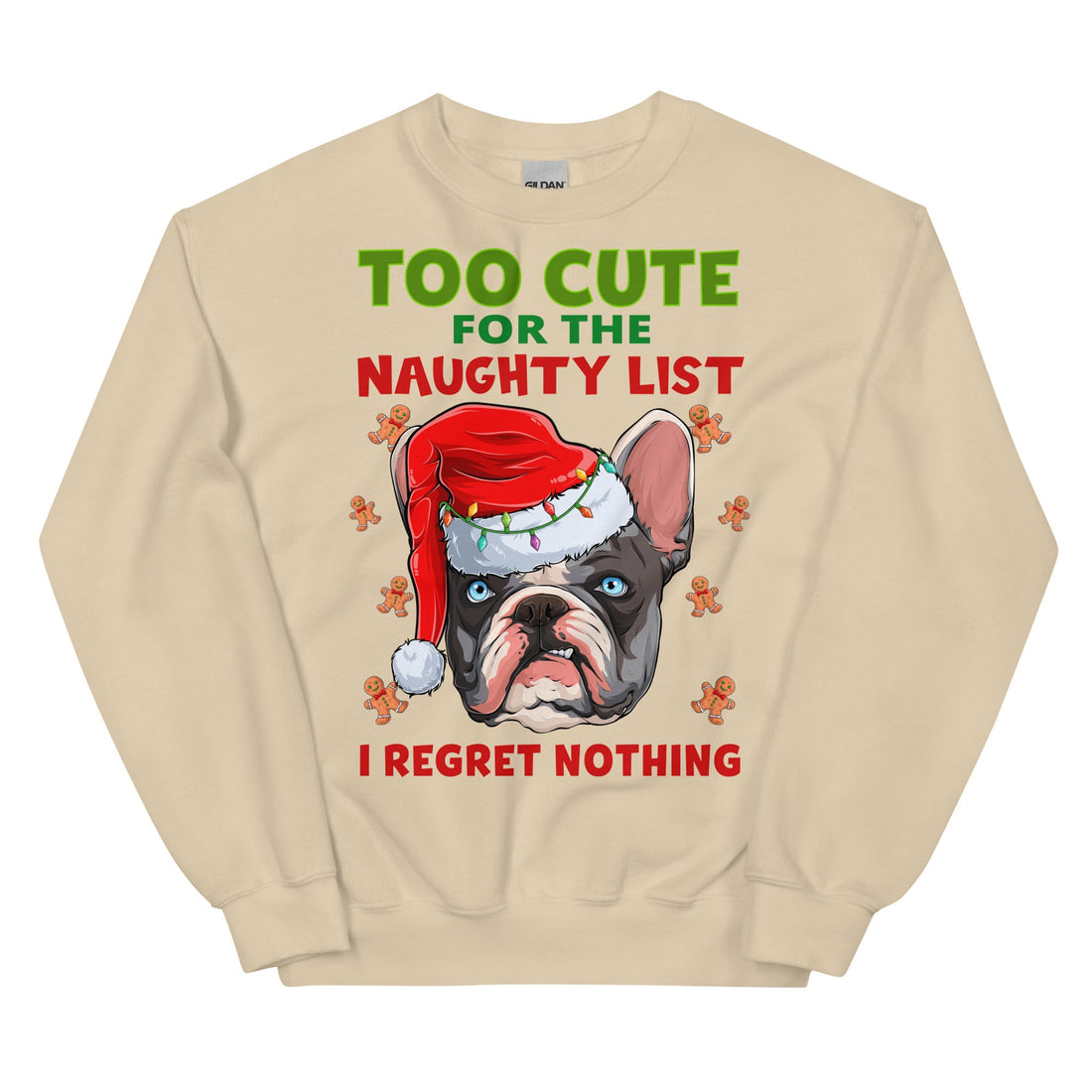 "Too Cute for the Naughty List" Frenchie Sweatshirt