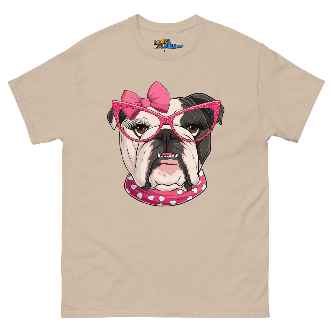 "Too Glam to Give a Woof" Female Bulldog Men’s T-Shirt | B&amp;W Colored