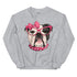 "Too Glam to Give a Woof" – Valentine’s Bulldog Sweatshirt | B&W Colored