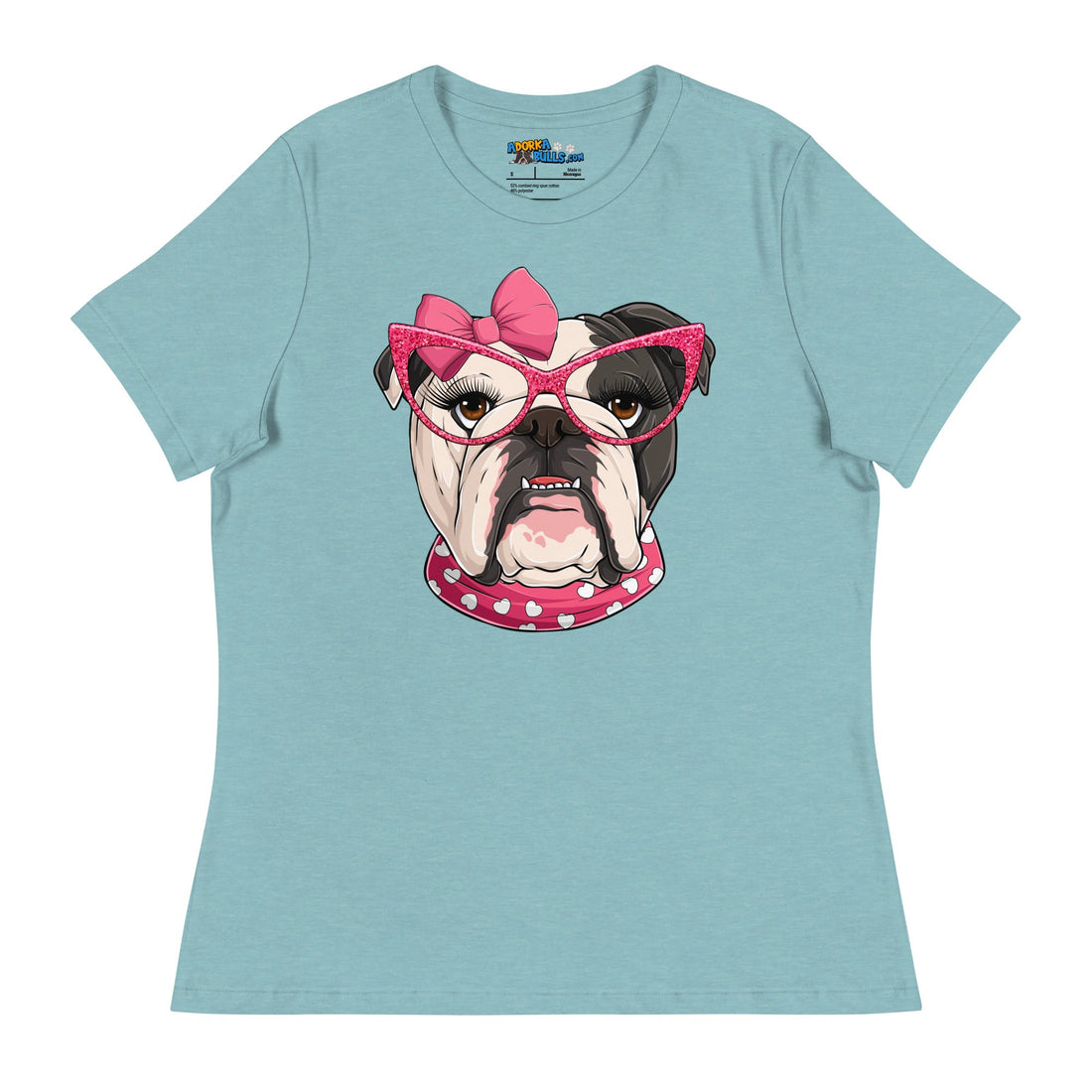 "Too Glam to Give a Woof" Women’s Bulldog T-Shirt | B&amp;W Colored