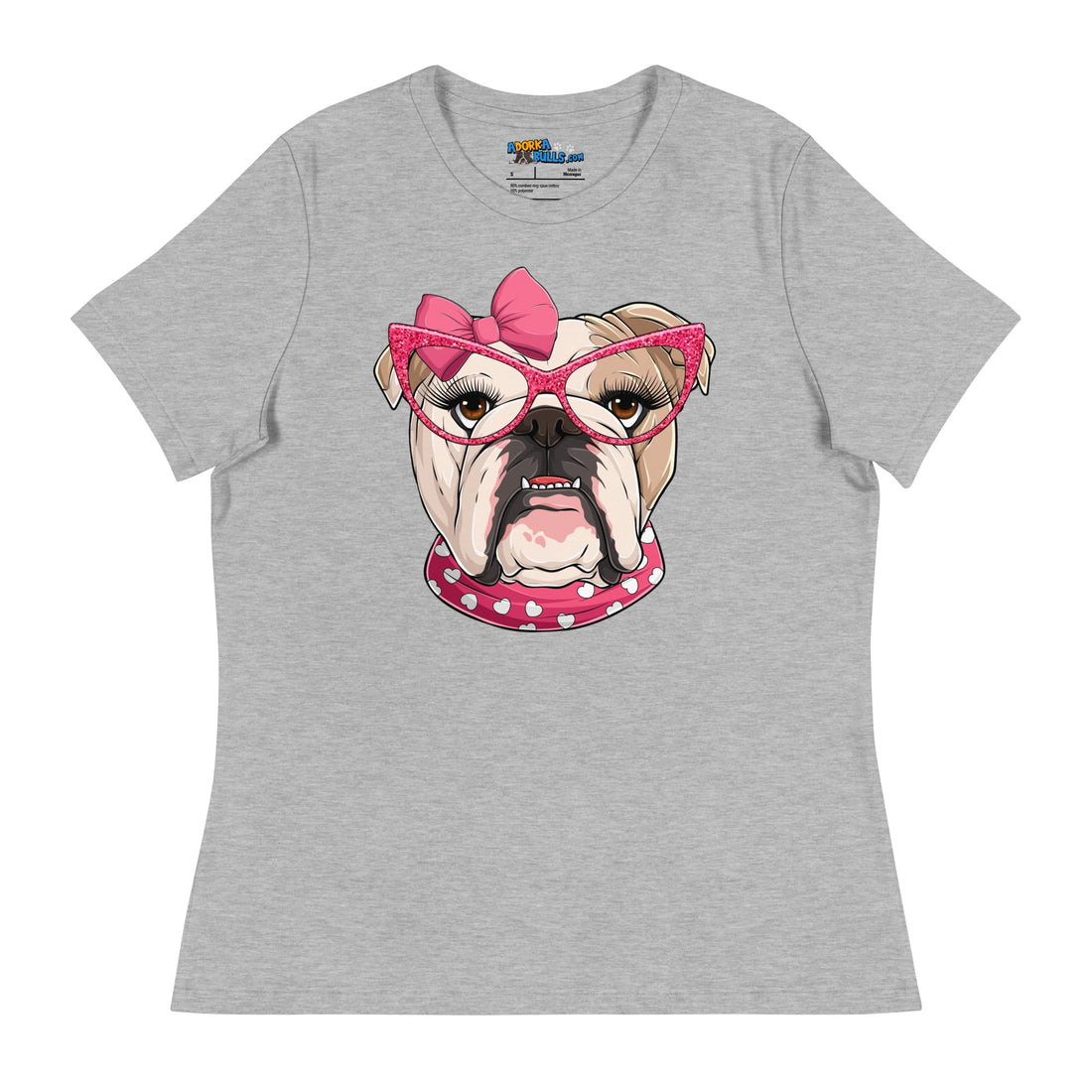 "Too Glam to Give a Woof" Women’s Bulldog T-Shirt | Fawn &amp; White Colored