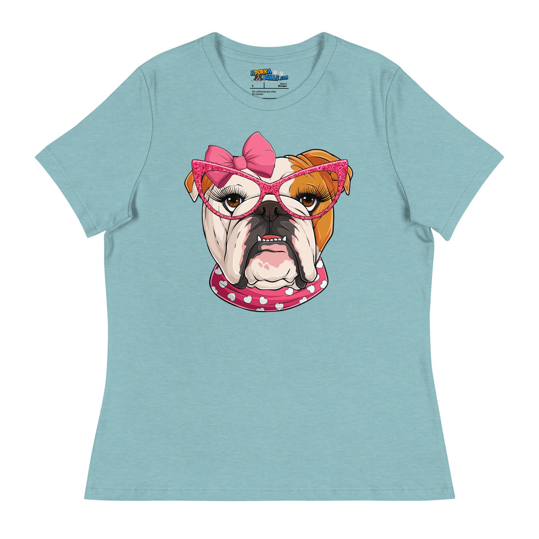 "Too Glam to Give a Woof" Women’s Bulldog T-Shirt | Red &amp; White Colored