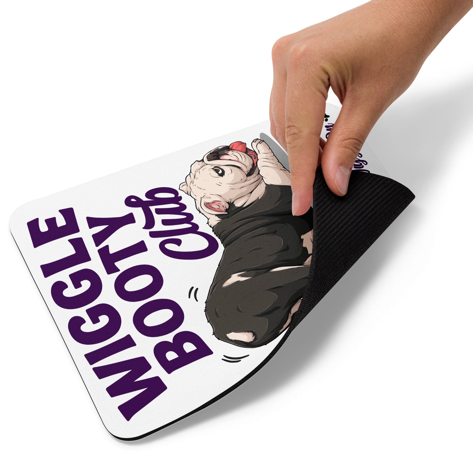 Wiggle Booty Club Bulldog Mouse Pad | B&amp;W Colored English Bulldog