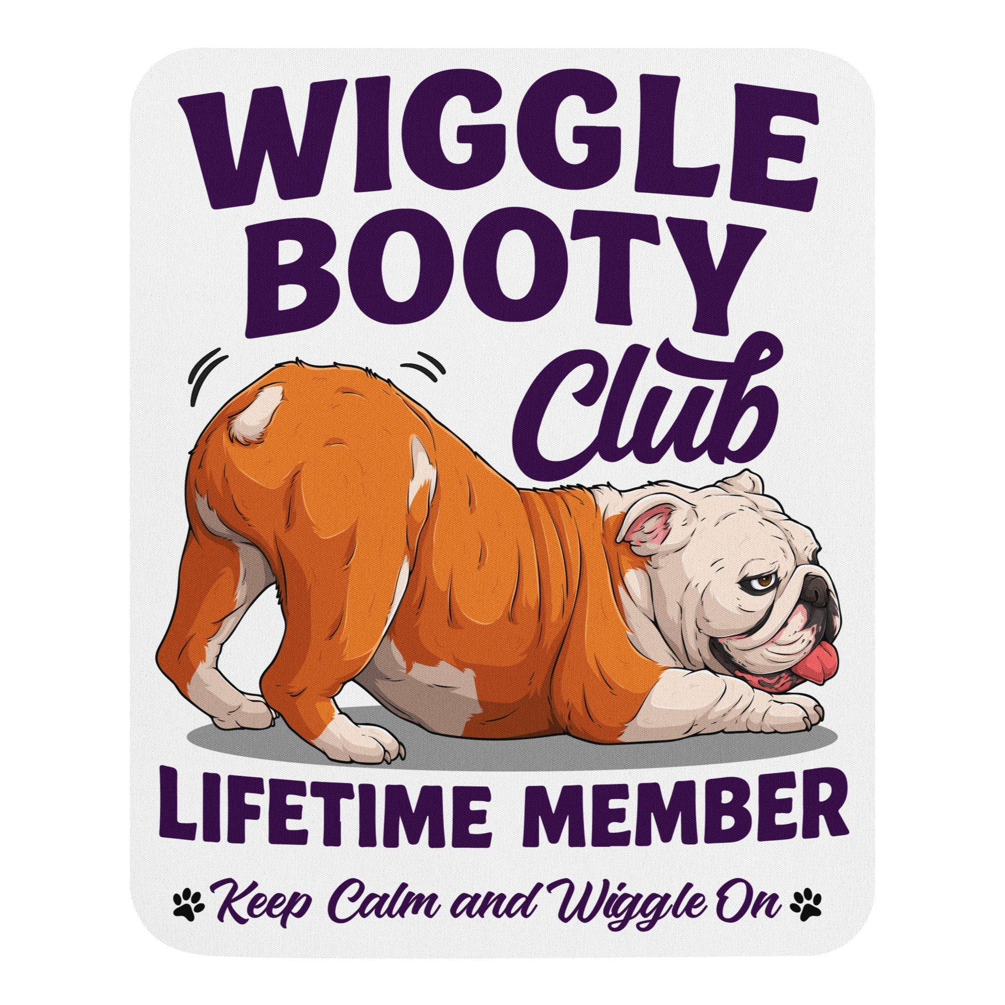 Wiggle Booty Club Bulldog Mouse Pad | Red &amp; White Colored English Bulldog