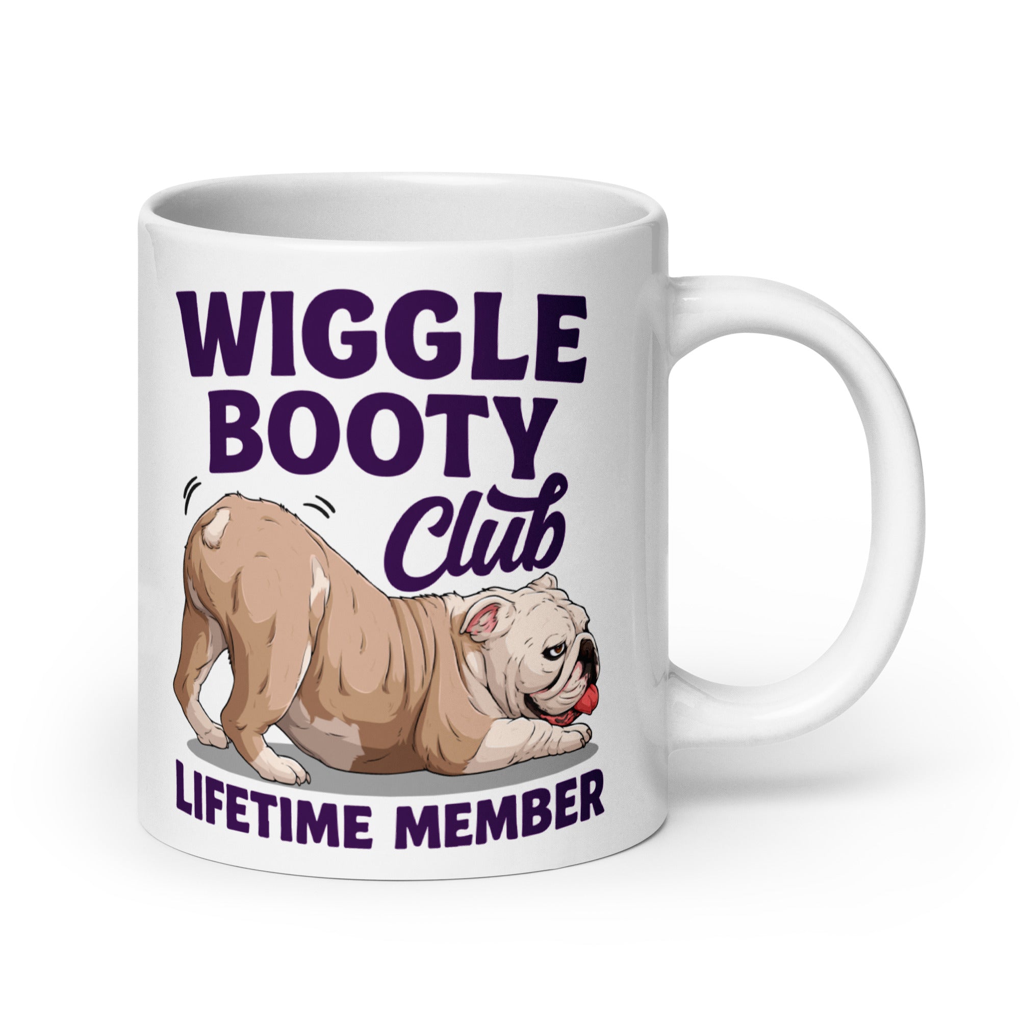 Wiggle Booty Club Bulldog Mug | Fawn &amp; White Colored English Bulldog