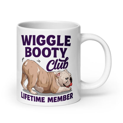 Wiggle Booty Club Bulldog Mug | Fawn &amp; White Colored English Bulldog