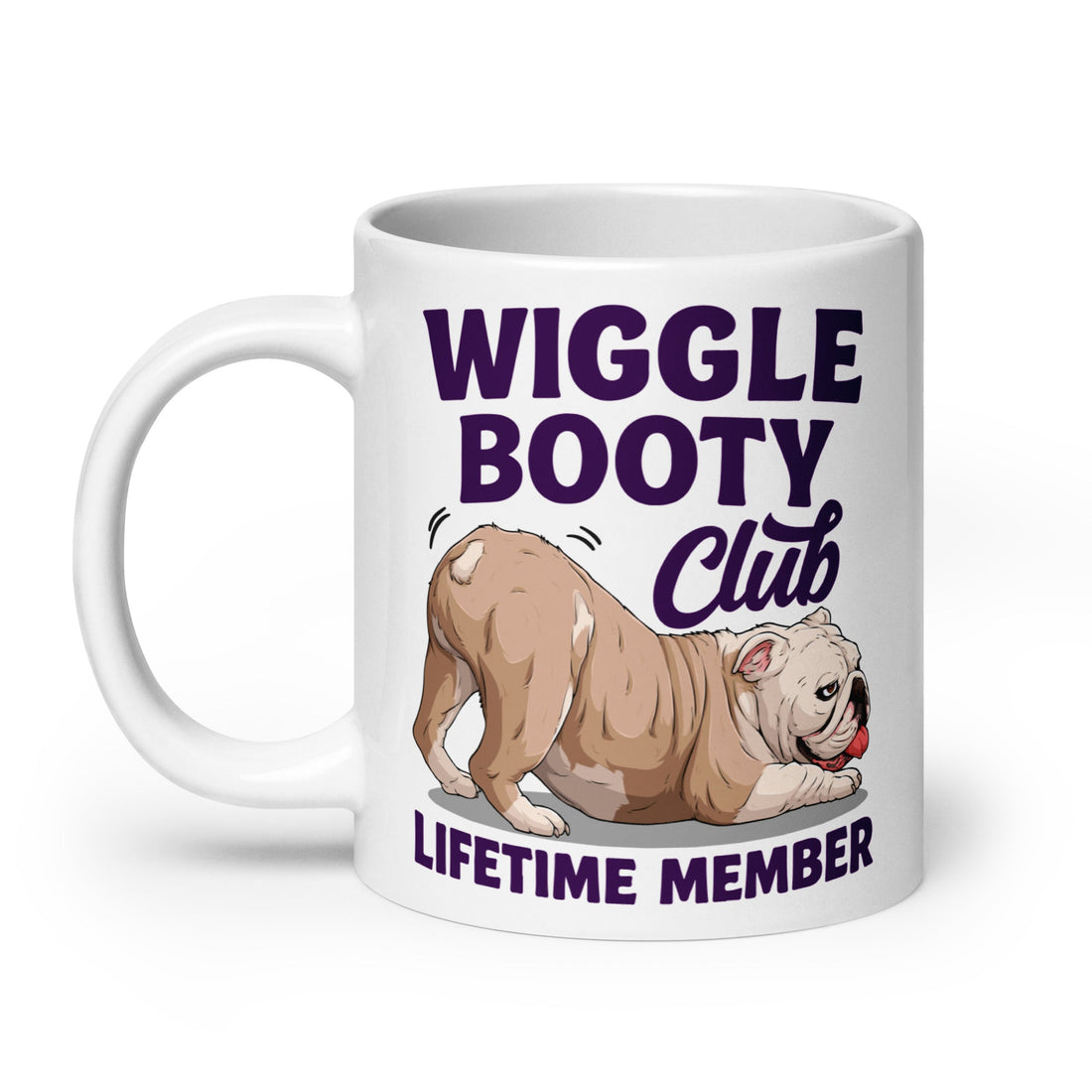 Wiggle Booty Club Bulldog Mug | Fawn &amp; White Colored English Bulldog