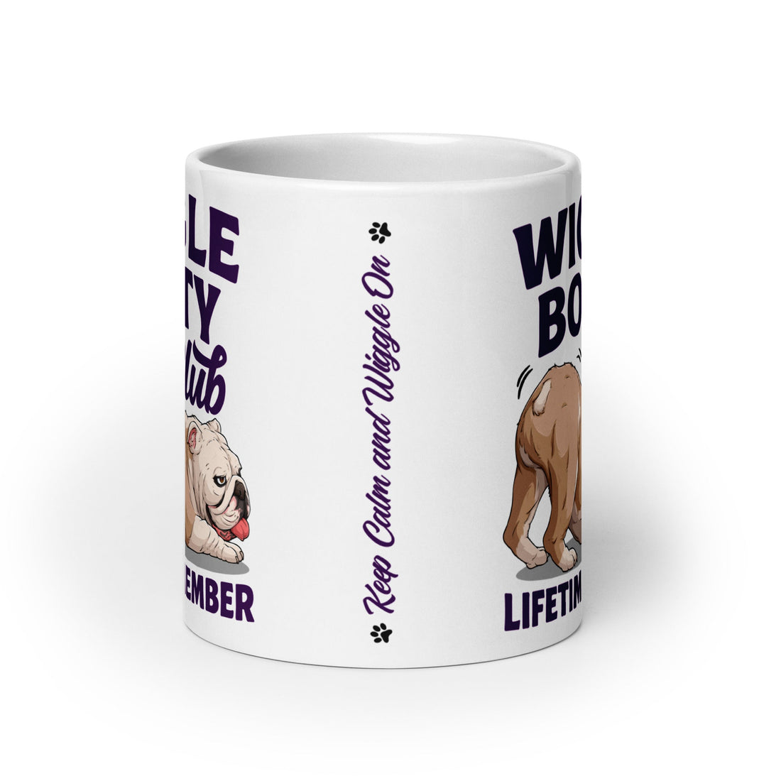 Wiggle Booty Club Bulldog Mug | Fawn &amp; White Colored English Bulldog