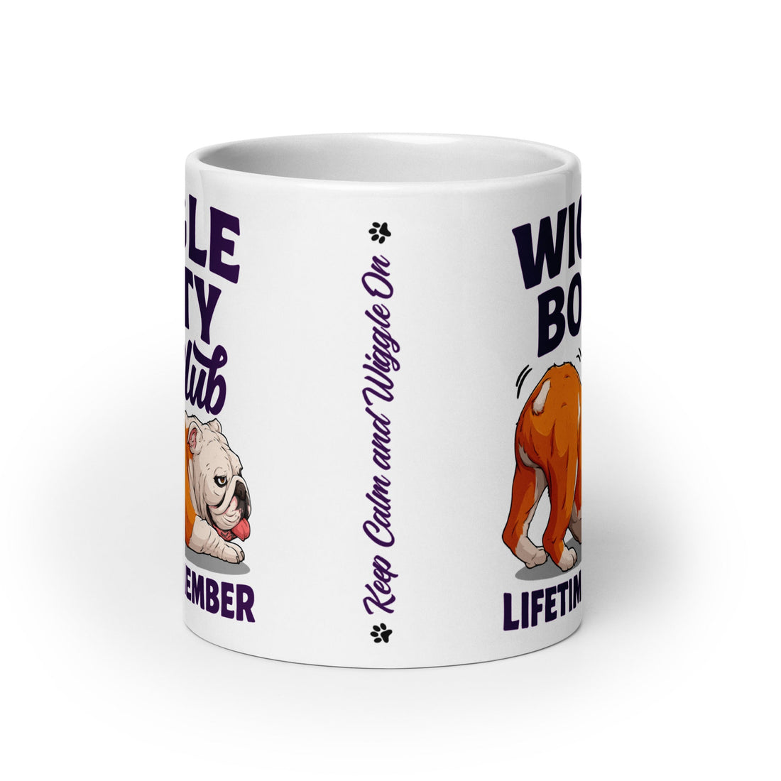 Wiggle Booty Club Bulldog Mug | Red &amp; White Colored English Bulldog