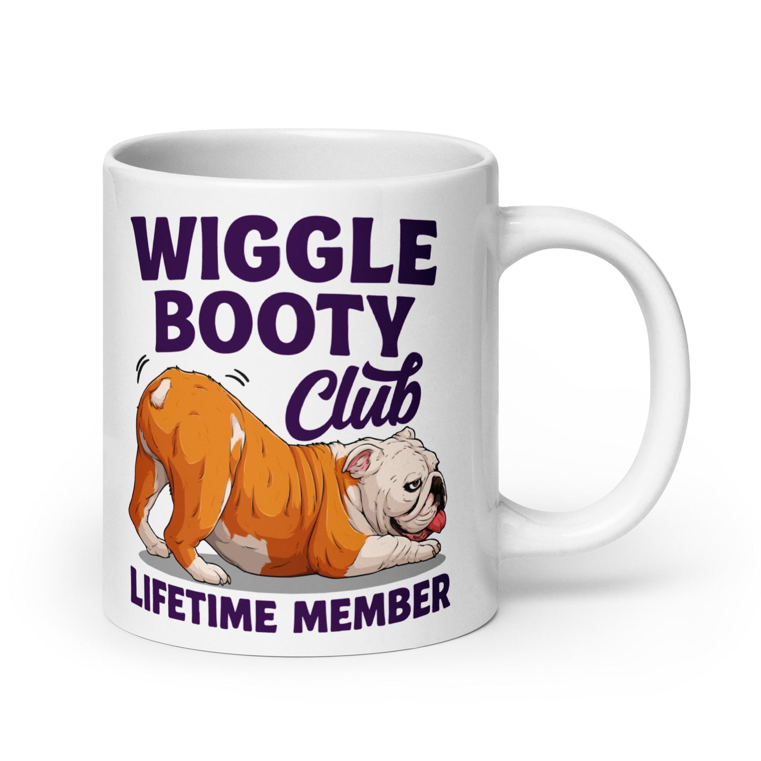 Wiggle Booty Club Bulldog Mug | Red &amp; White Colored English Bulldog