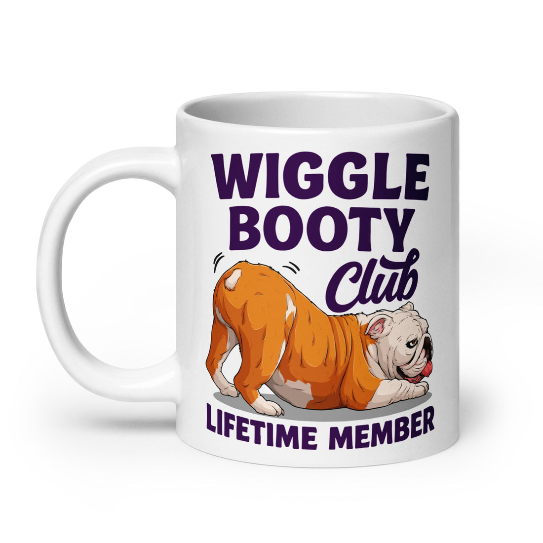Wiggle Booty Club Bulldog Mug | Red & White Colored English Bulldog
